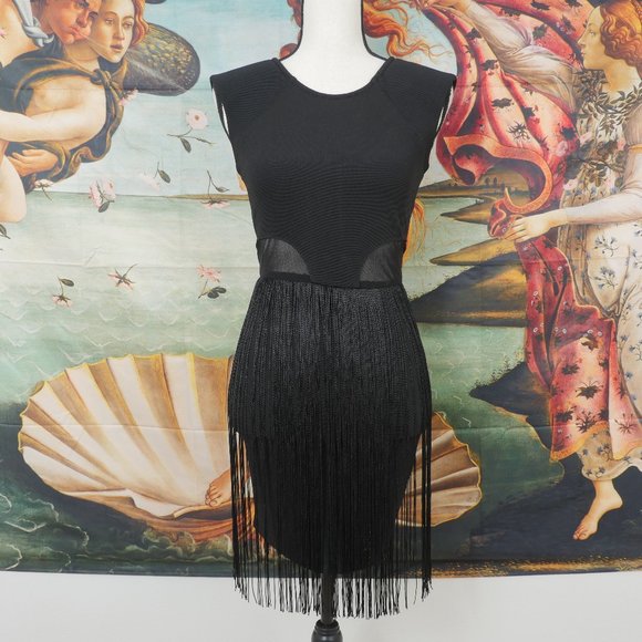 Material Girl Dresses & Skirts - Material Girl Black Fringe Body Con Size XS Dress